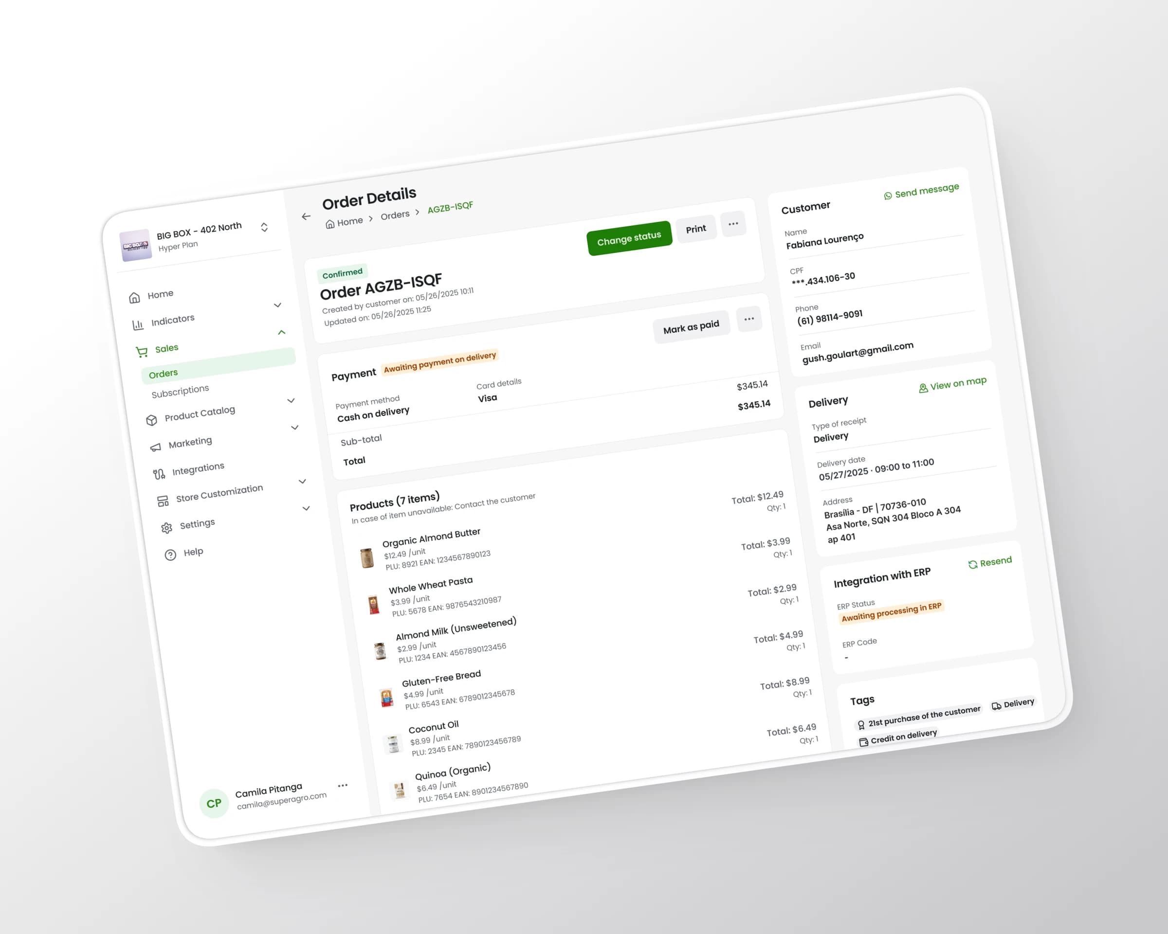 Supermarket e-commerce, from admin to delivery
