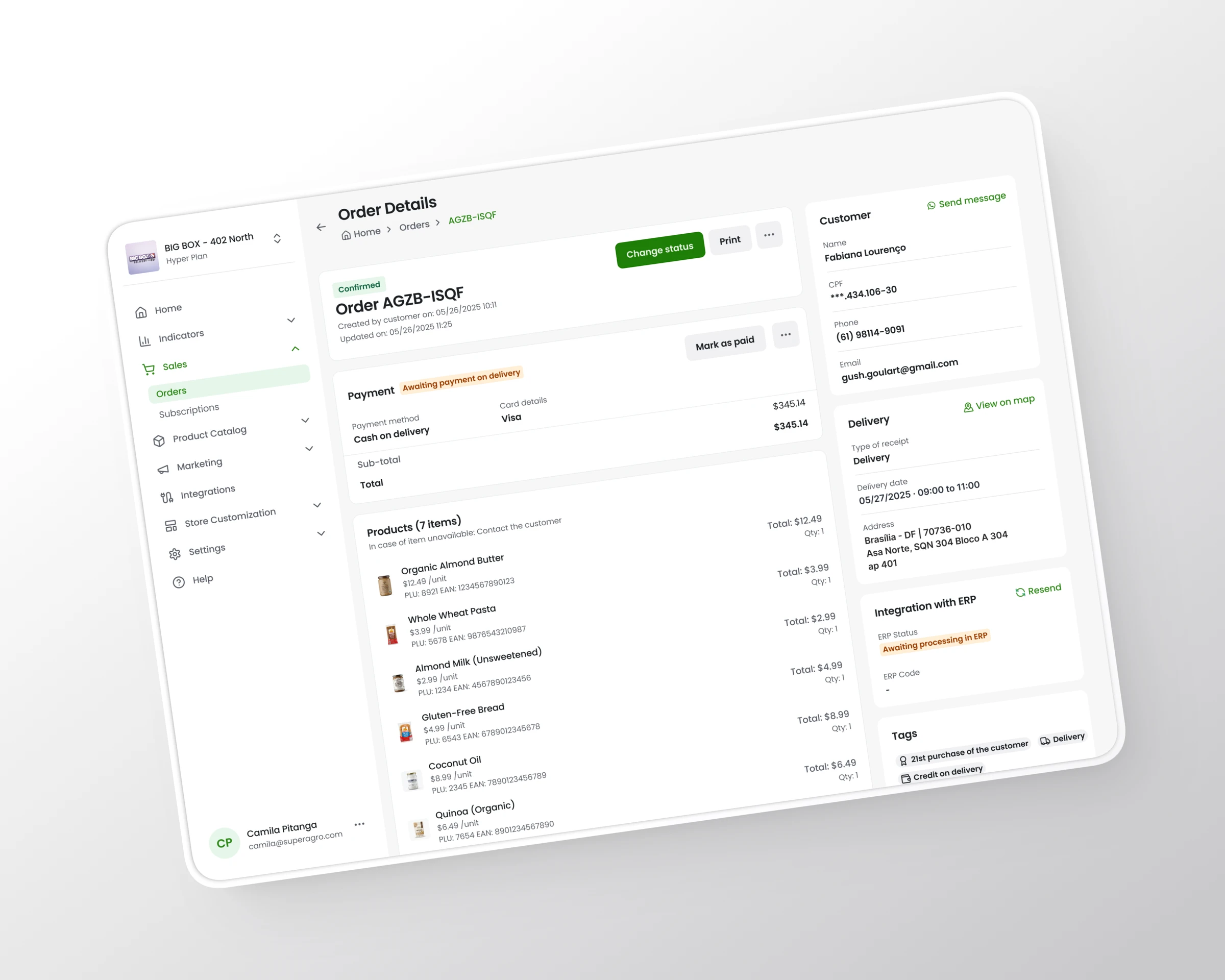 Supermarket e-commerce, from admin to delivery